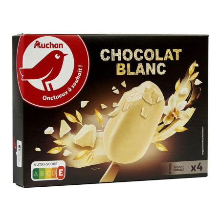 BÂTONNET GLACÉ CHOCOLAT BLANC 4 PIÈCES 300G. Dakar Express, le service de livraison qui vous permet de vous concentrer sur l'essentiel. Nous nous chargeons du reste.