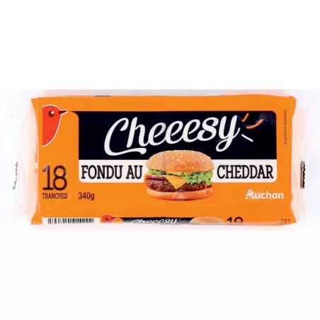 CHEEESY CHEDDAR EN TRANCHE POUR HAMBURGER X18 18 TRANCHES 340G. Dakar Express, le service de livraison qui allie rapidité et fiabilité. Faites confiance à nos équipes pour vos envois.