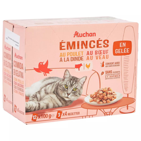 EMINCÉS EN GELÉE VIANDES POUR CHAT 12X100G. Faites confiance à Dakar Express pour vos livraisons à Dakar. Nous garantissons une livraison rapide et soignée.