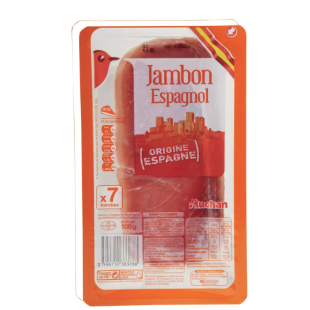 JAMBON ESPAGNOL EN TRANCHES 100G. Dakar Express, le service de livraison qui met un point d'honneur à la qualité. Vos colis sont entre de bonnes mains.