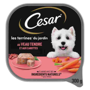 CÉSAR TERRINE DE VEAU AVEC CAROTTES 300G POUR CHIEN. Profitez d'un service de livraison express à Dakar avec Dakar Express. Votre colis est en bonnes mains avec nous !