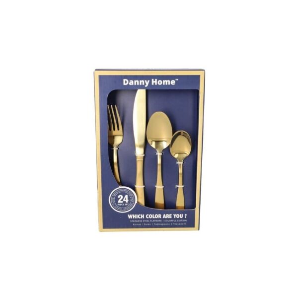 24 Piece Gold Stainless Steel Cutlery Set