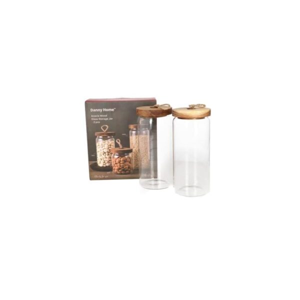 Jar de rangement en verre en verre ACACIA 2PCS 1050ML