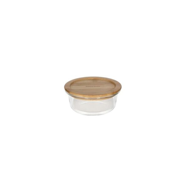 Borosilicate Round Food Container avec couvercle de bambou 400 ml