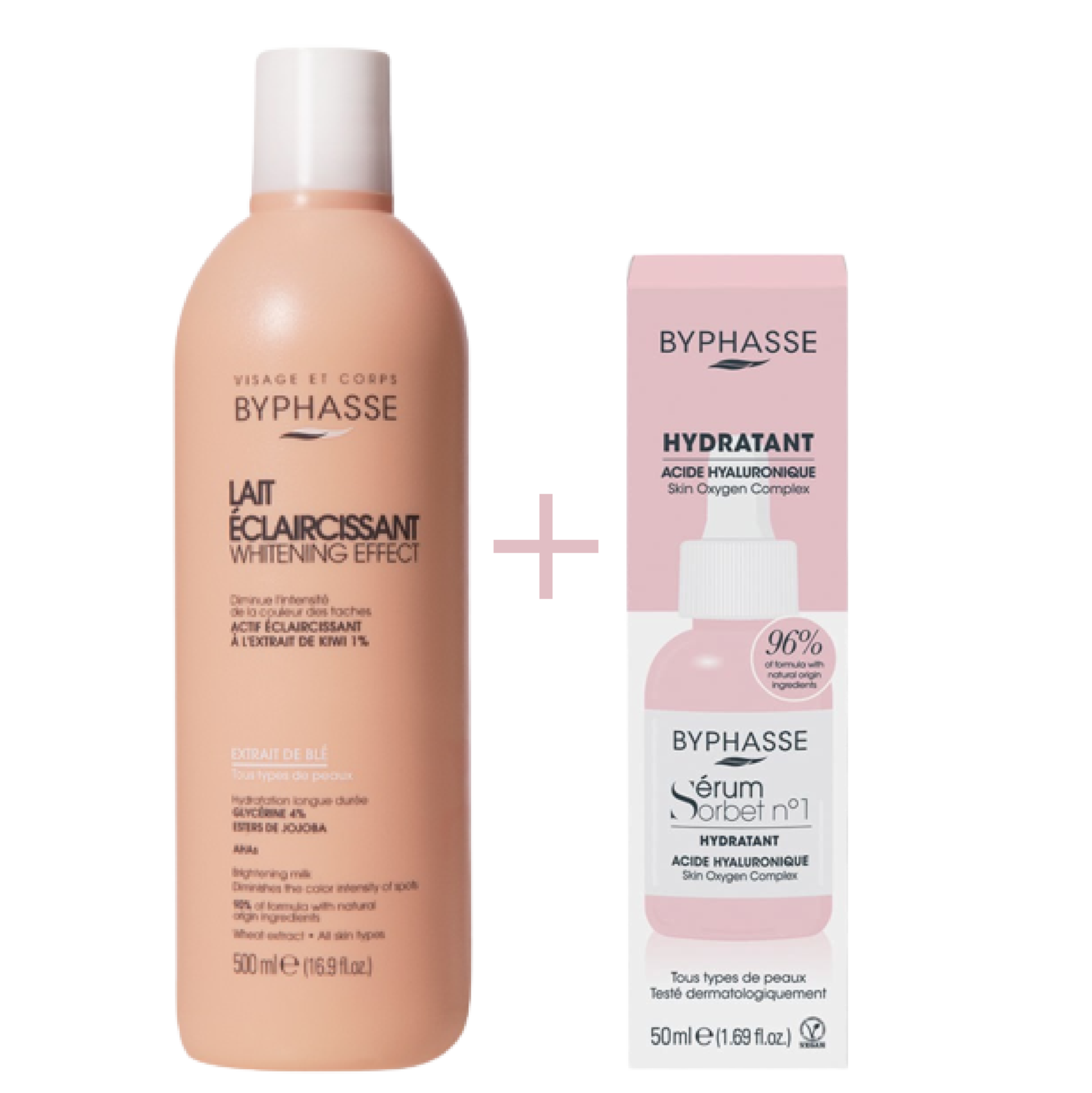 BYPHASSE DUO HYDRANTANT ET UNIFICATEUR DE TEINT - LAIT 500 ML + SÉRUM SORBET HYDRATANT 50 ML