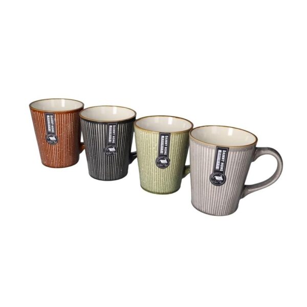 Ensemble de tasse à thé à rayures en céramique 4pcs 13cm