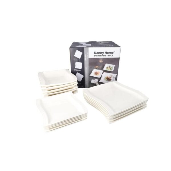 Dîner wavy en céramique blanc 18pcs