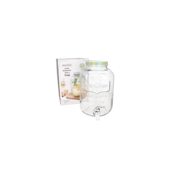 Dispensateur de boisson à verre bleu transparent carré avec un TAP 5L