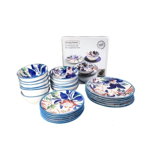 Ensemble de dîner en céramique floral blanc 24pcs