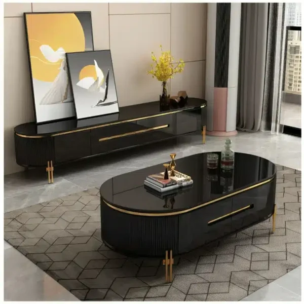 Ensemble Table 2 Pieces 6318 +¨Table tv  6318 noir