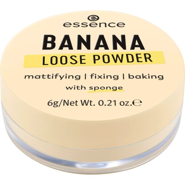 ESSENCE COSMETICS BANANA LOOSE POWDER POUDRE LIBRE JAUNE TENDRE + ÉPONGE INTÉGRÉE 6 G