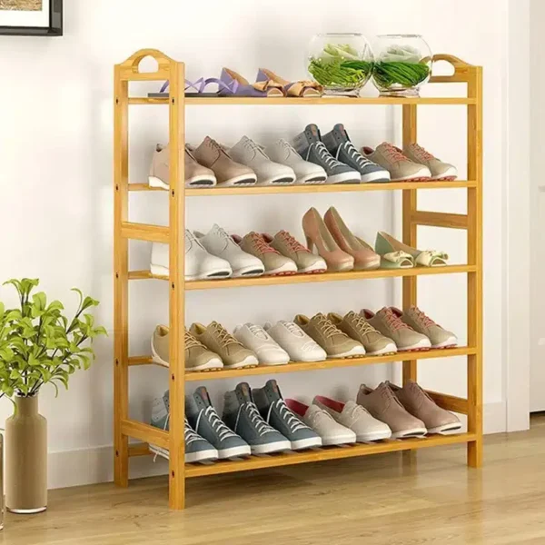 Etagere de Rangement pour Chaussure en Bambou 5 Niveaux