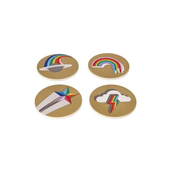 Porcelain Absorbant Rainbow Imprimé Coasters 101CM 4PCS