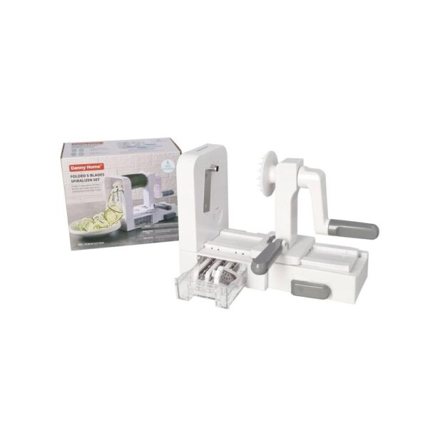 Plastique en plastique blanc en acier inoxydable pliable 5 lames Spiralizer Planer Set 17cm