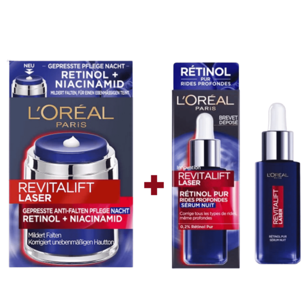 L’ORÉAL ROUTINE DE NUIT RAJEUNISSANT, ANTI AGE ET UNIFIANT (CRÈME ET SÉRUM)