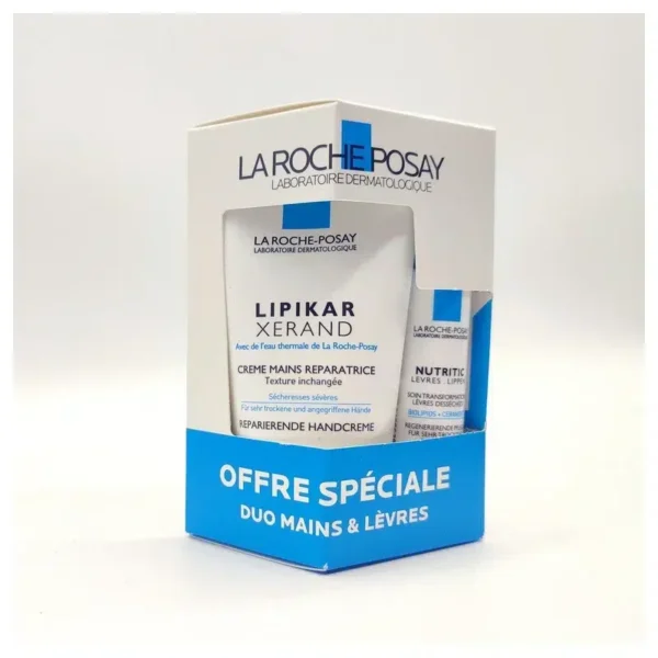 LA ROCHE-POSAY LIPIKAR XERAND CRÈME MAINS 50 ML + NUTRITIC LÈVRES 4,7 ML OFFRE SPÉCIALE