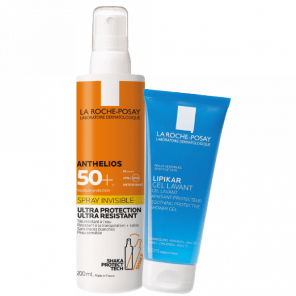 LA ROCHE-POSAY SPRAY INVISIBLE ANTHELIOS 50+, 200ML ET GEL LAVANT LIPIKAR , 100ML OFFERT