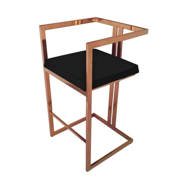 Lux Black Velvet Hightop Barstool - Cadre en or rose