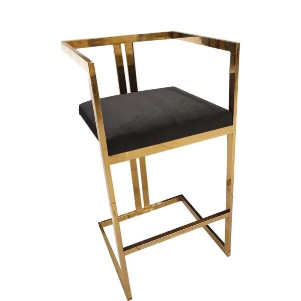 Lux Black Velvet Hightop Barstool - Cadre en or