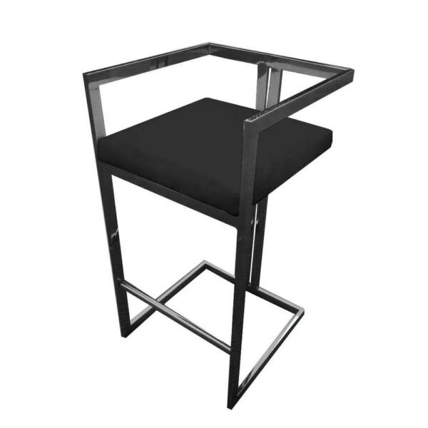 Lux Black Velvet Hightop Barstool-Frame Black