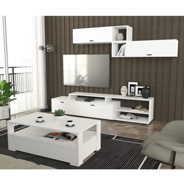 Meuble TV T727-B801 Blanc 2,20M