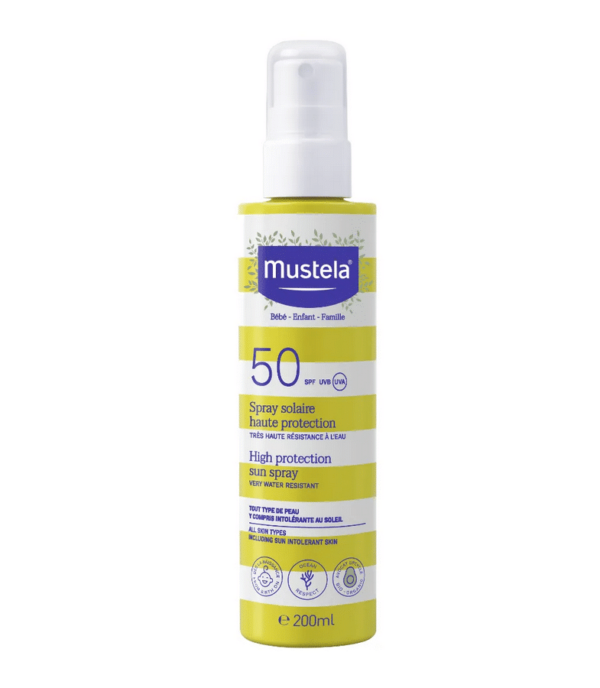 MUSTELA BÉBÉ SOLAIRE - SPRAY SOLAIRE HAUTE PROTECTION SPF50 - PEAU SENSIBLE, 200ML