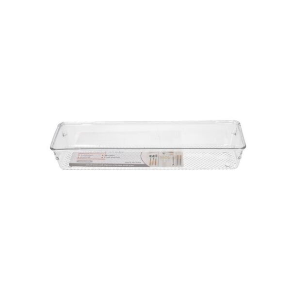 Organisateur de tiroir de rangement en plastique rectangulaire transparent 31cm