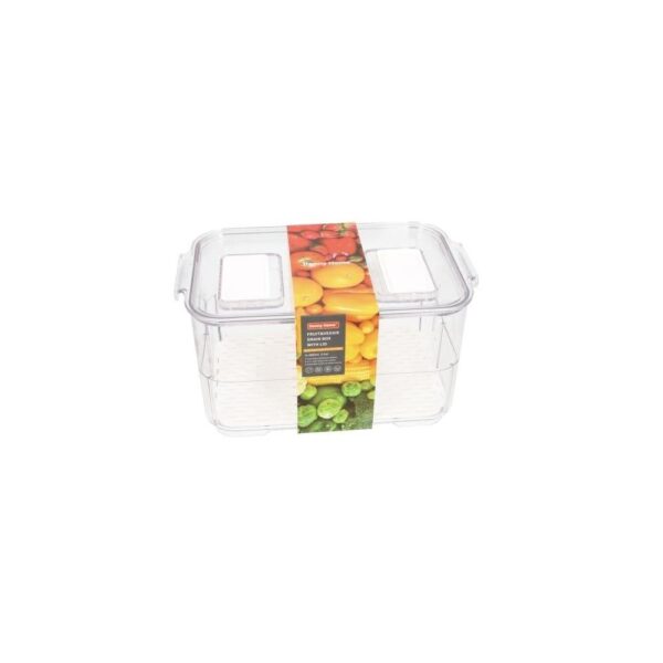 Clear Plastic Plastic Rectangular Fruit Boîte de rangement de drain de légumes avec couvercle 233cm 520G