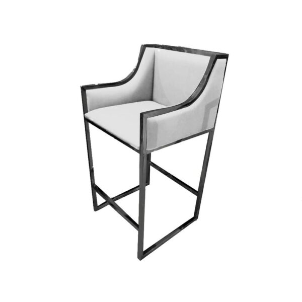 Pu Leather White Hightop Barstool - Frame noir