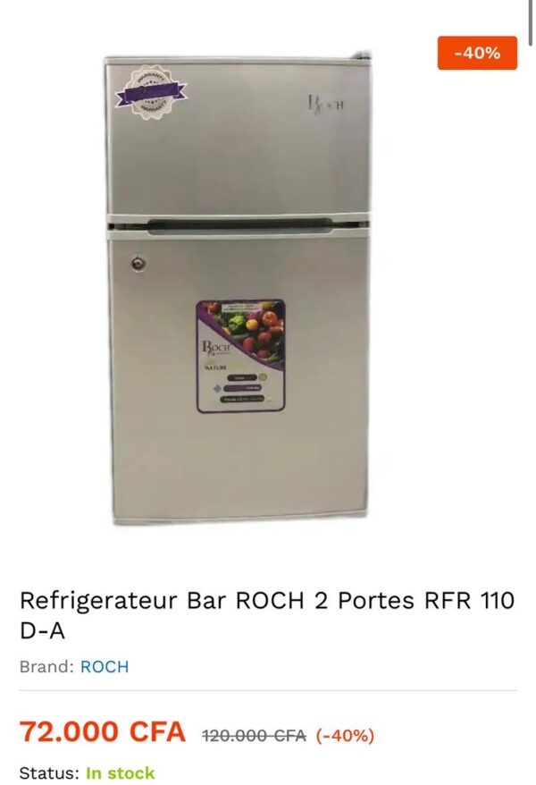 Refrigerateur Bar ROCH 2 Portes RFR 110 D-A