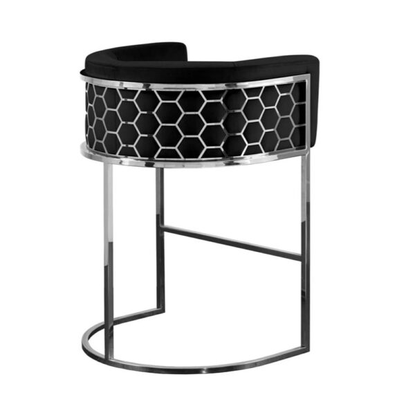 Rose Velvet Barstool - Cadre en argent