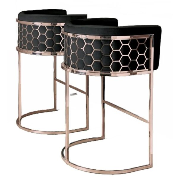 Rose Velvet Barstool - Cadre en or rose