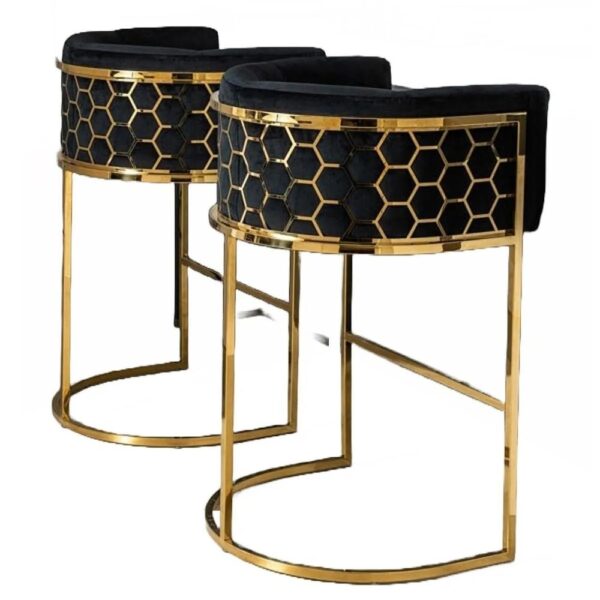 Rose Velvet Barstool-Gold Frame