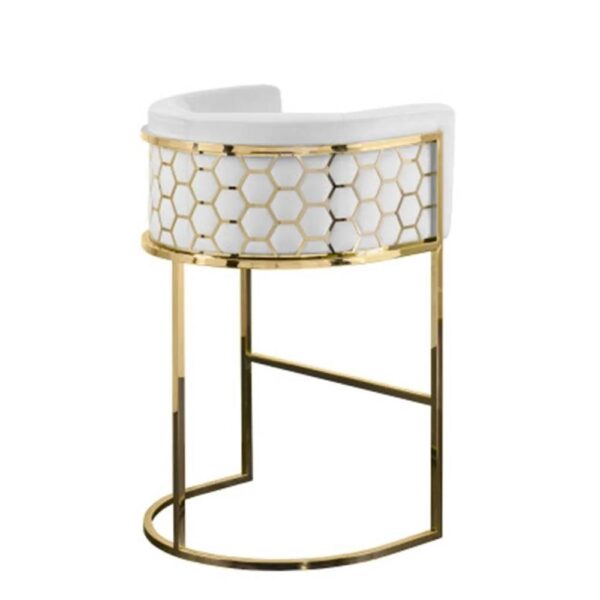 Rose White Pu Leather Barstool - Cadre en or