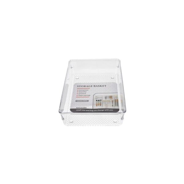 Organisateur de tiroir de rangement en plastique rectangulaire transparent 23cm