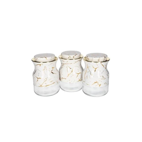 Verre en marbre en or blanc Ensemble de bouteille de rangement en acier inoxydable 3PCS 144cm