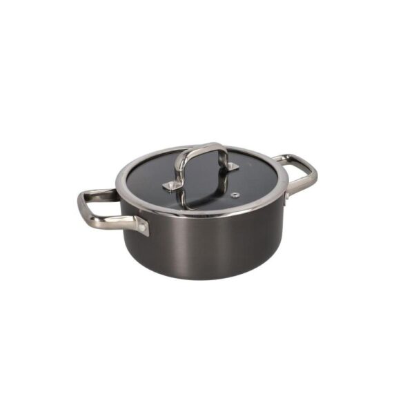 Casserole en aluminium avec poignées en boucle couvercle en verre 202cm