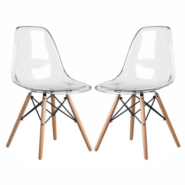 Ensemble de chaises transparentes Sinclair de 2 éléments essentiels modernes