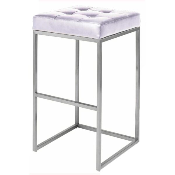 Titan White Pu Leather Barstool - Cadre en argent