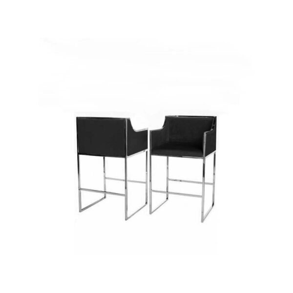 Velvet Black Hightop Barstool - Cadre en argent