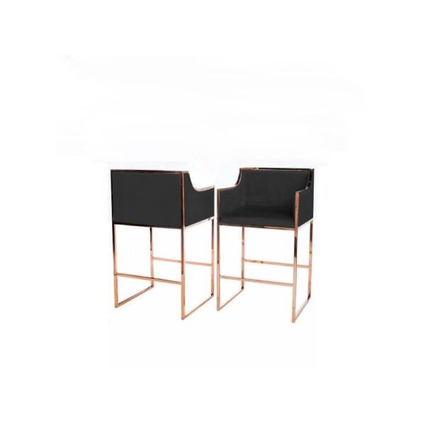 Velvet Black Hightop Barstool Ord Rose Gold Frame