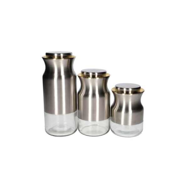 Verre en argent en acier inoxydable Bouteille de rangement de cartouche 3PCS