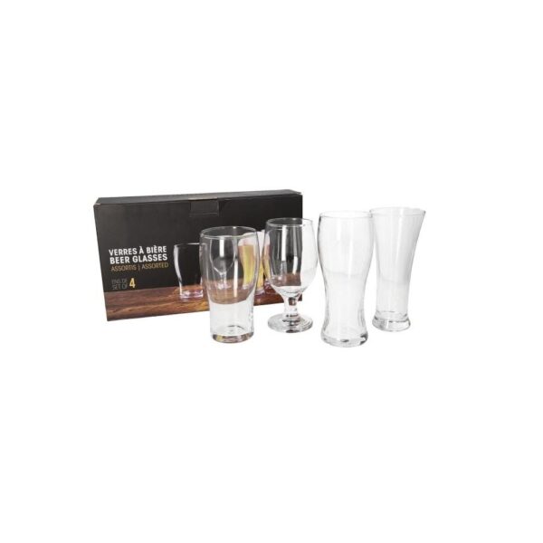 Verres en cristal de bière assorties Ensemble de 4 440 ml